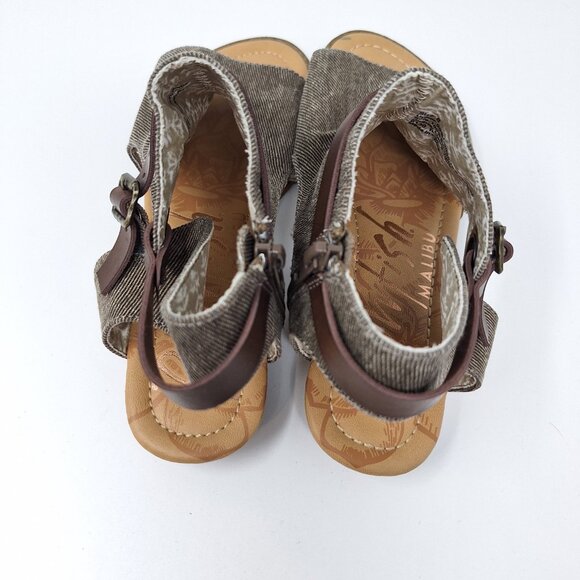 Blowfish Sandals Women's 8 Gladiator Flat Strappy Malibu Beige Fabric Open Toe - Picture 6 of 15